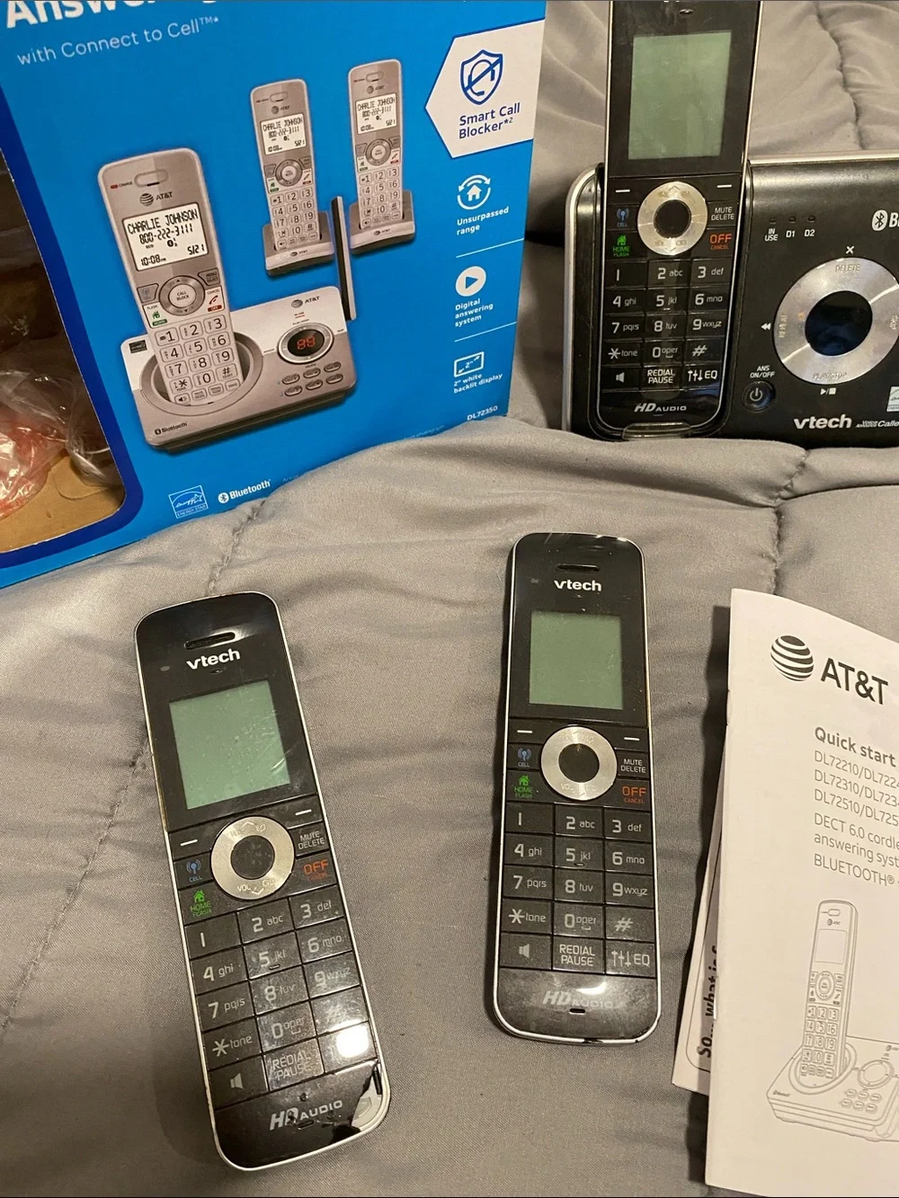 VTech 3-Handset Cordless Phone System with Bluetooth - Black
